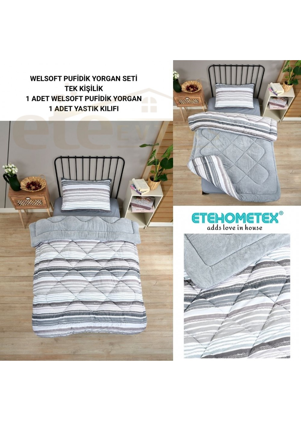ETE HOMETEX TEK KİŞİLİK LÜX WELSOFT YORGAN TASEL GRİ 155X215CM 8696474231936 ETE HOMETEX TEK KİŞİLİK LÜX WELSOFT YORGAN TASEL GRİ 155X215CM 8696474231936